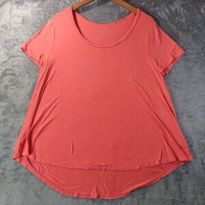 Merona Womens Top Large Coral Scoop Neck‎ Short Sleeve High Low Hem Casual Basic